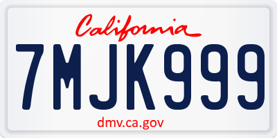 CA license plate 7MJK999