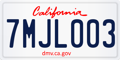 CA license plate 7MJL003