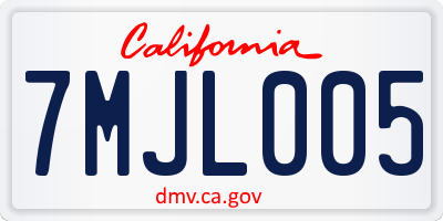 CA license plate 7MJL005