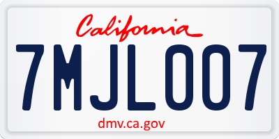 CA license plate 7MJL007