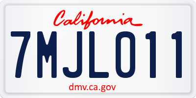 CA license plate 7MJL011