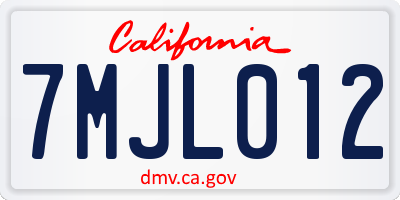 CA license plate 7MJL012