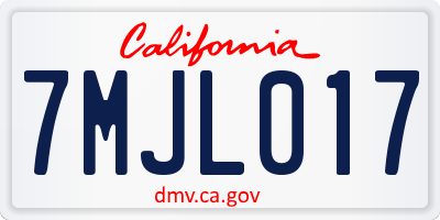 CA license plate 7MJL017