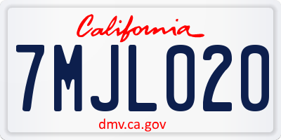 CA license plate 7MJL020