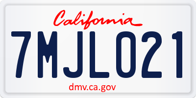 CA license plate 7MJL021