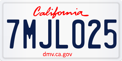 CA license plate 7MJL025