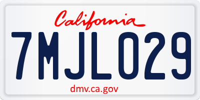 CA license plate 7MJL029