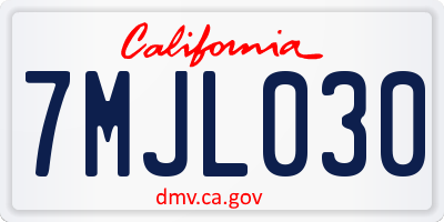 CA license plate 7MJL030