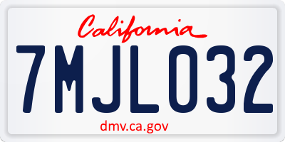 CA license plate 7MJL032
