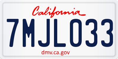 CA license plate 7MJL033