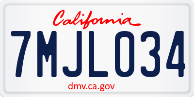 CA license plate 7MJL034