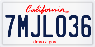 CA license plate 7MJL036