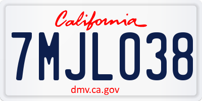 CA license plate 7MJL038