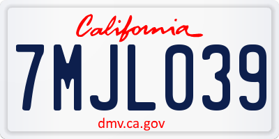 CA license plate 7MJL039
