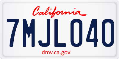CA license plate 7MJL040