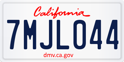 CA license plate 7MJL044