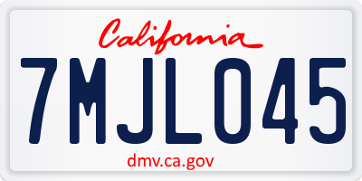 CA license plate 7MJL045