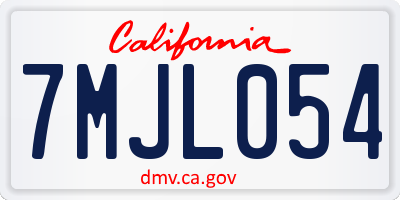 CA license plate 7MJL054