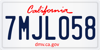 CA license plate 7MJL058