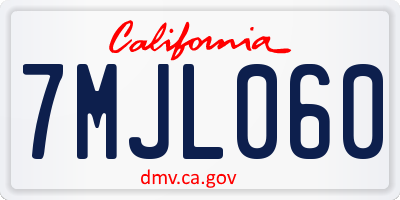 CA license plate 7MJL060