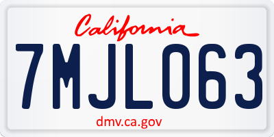 CA license plate 7MJL063