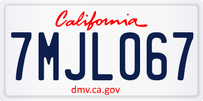 CA license plate 7MJL067