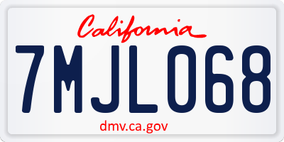 CA license plate 7MJL068