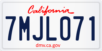 CA license plate 7MJL071