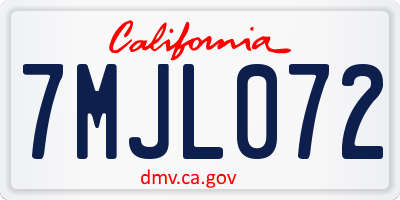 CA license plate 7MJL072