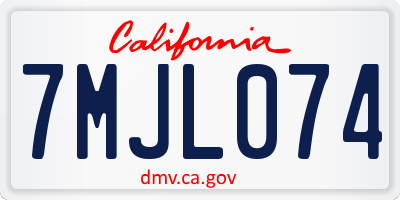 CA license plate 7MJL074