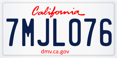 CA license plate 7MJL076