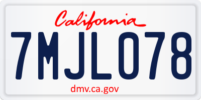 CA license plate 7MJL078