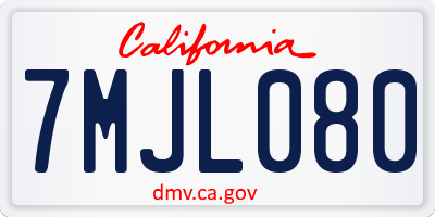 CA license plate 7MJL080