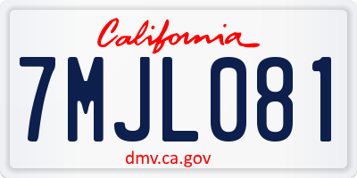 CA license plate 7MJL081