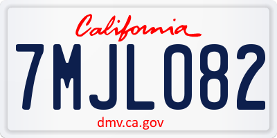 CA license plate 7MJL082