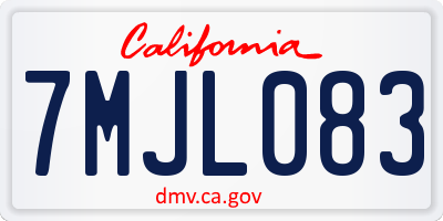 CA license plate 7MJL083