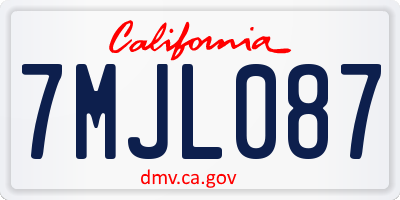 CA license plate 7MJL087