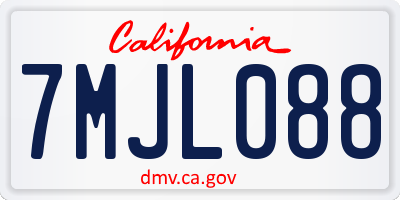 CA license plate 7MJL088