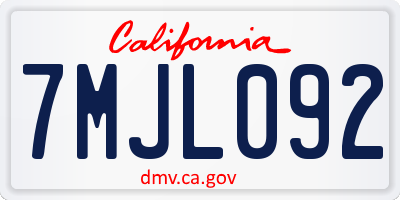 CA license plate 7MJL092