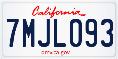 CA license plate 7MJL093