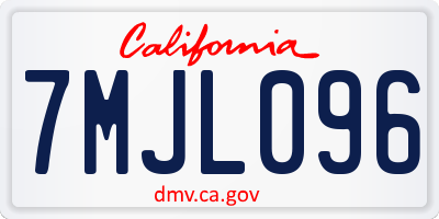 CA license plate 7MJL096