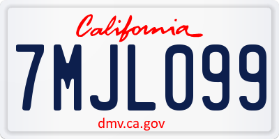 CA license plate 7MJL099