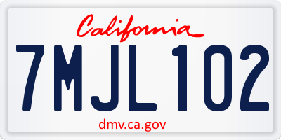 CA license plate 7MJL102