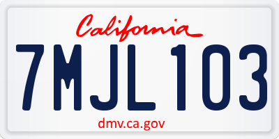 CA license plate 7MJL103