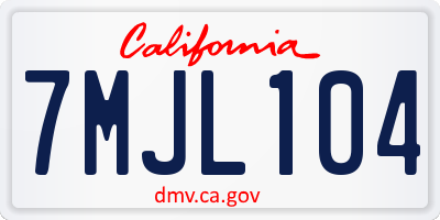 CA license plate 7MJL104