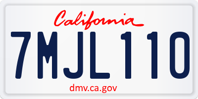 CA license plate 7MJL110