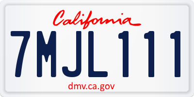 CA license plate 7MJL111