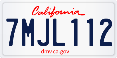 CA license plate 7MJL112