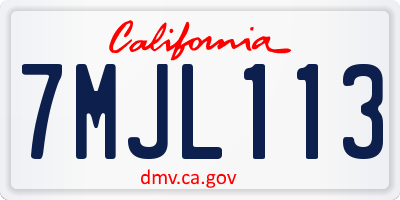 CA license plate 7MJL113