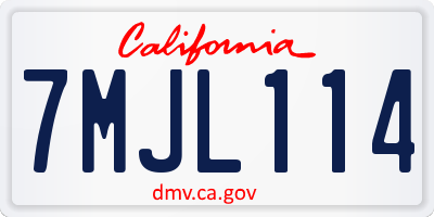 CA license plate 7MJL114